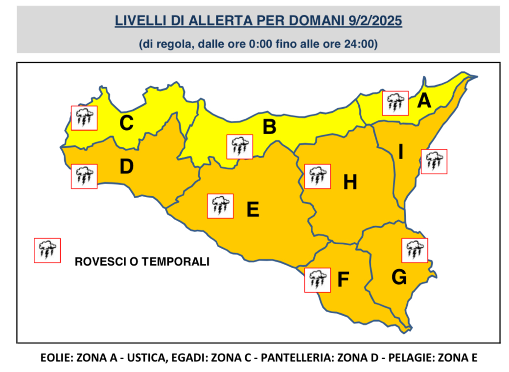 Maltempo in Sicilia, allarme arancione per forti piogge e raffiche di vento