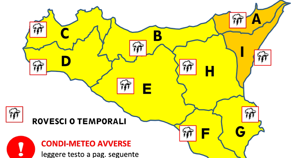 Allerta meteo in Sicilia, previste piogge e raffiche di vento 