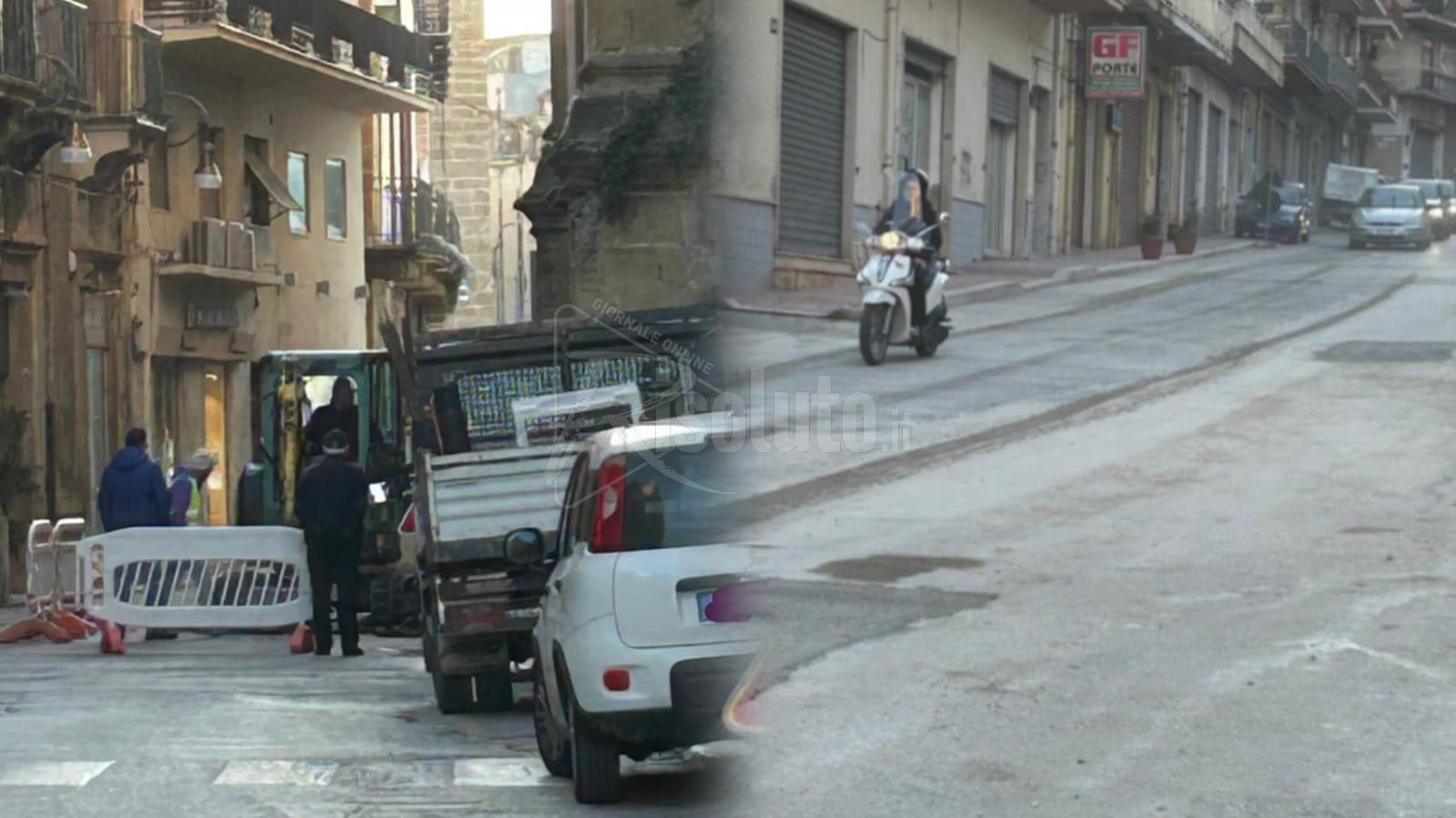 Terminati i lavori in via Giotto a Sciacca, aperto il cantiere in corso Vittorio Emanuele