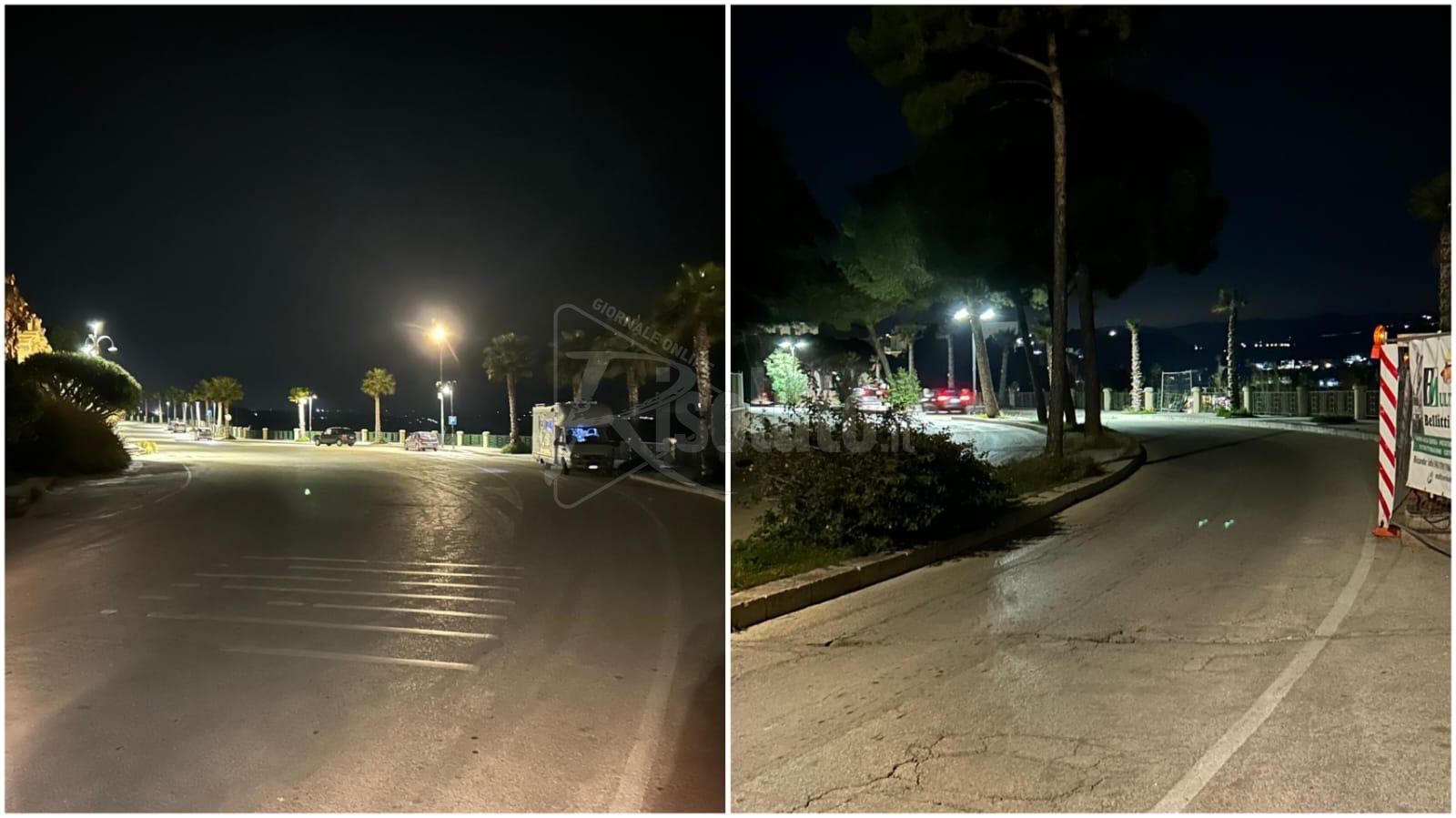 Viale delle Terme a Sciacca sempre al buio