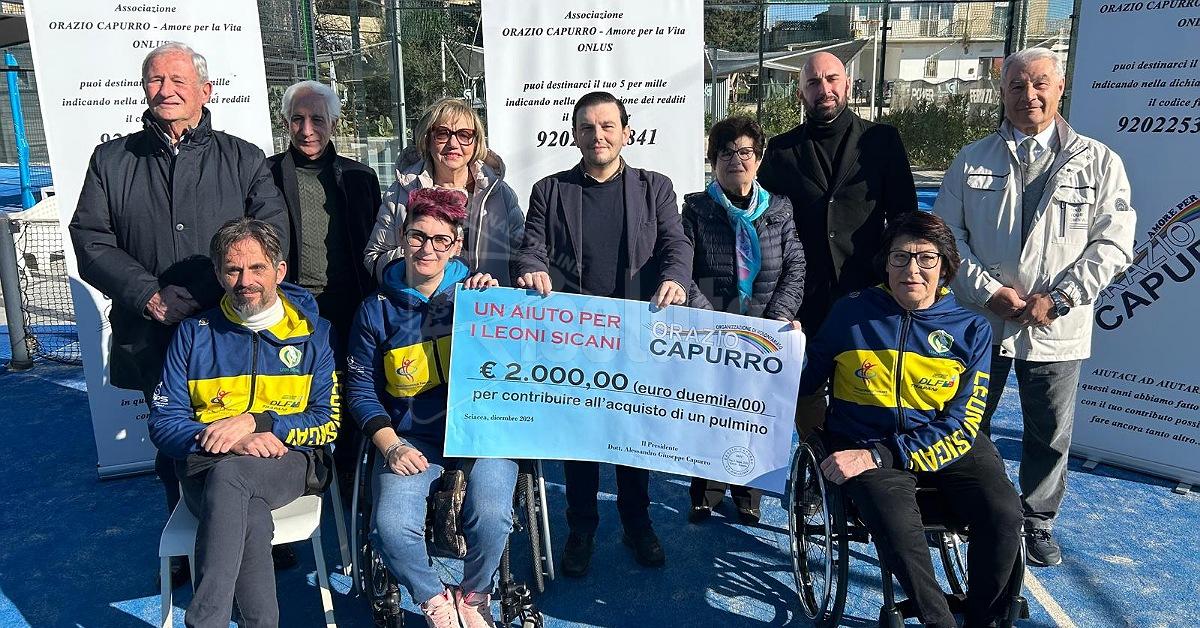 L’associazione Orazio Capurro dona 2 mila euro ai Leoni Sicani per l’acquisto di un pulmino (Video)