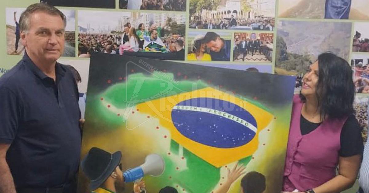 Un’opera del sambucese Vaccaro all’ex presidente del Brasile Bolsonaro (Video)