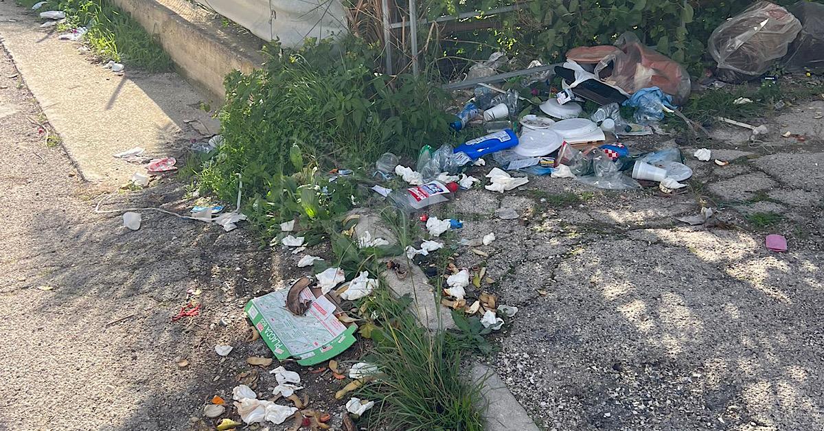Via Brigadiere Nastasi a Sciacca tra buche, erbacce e rifiuti