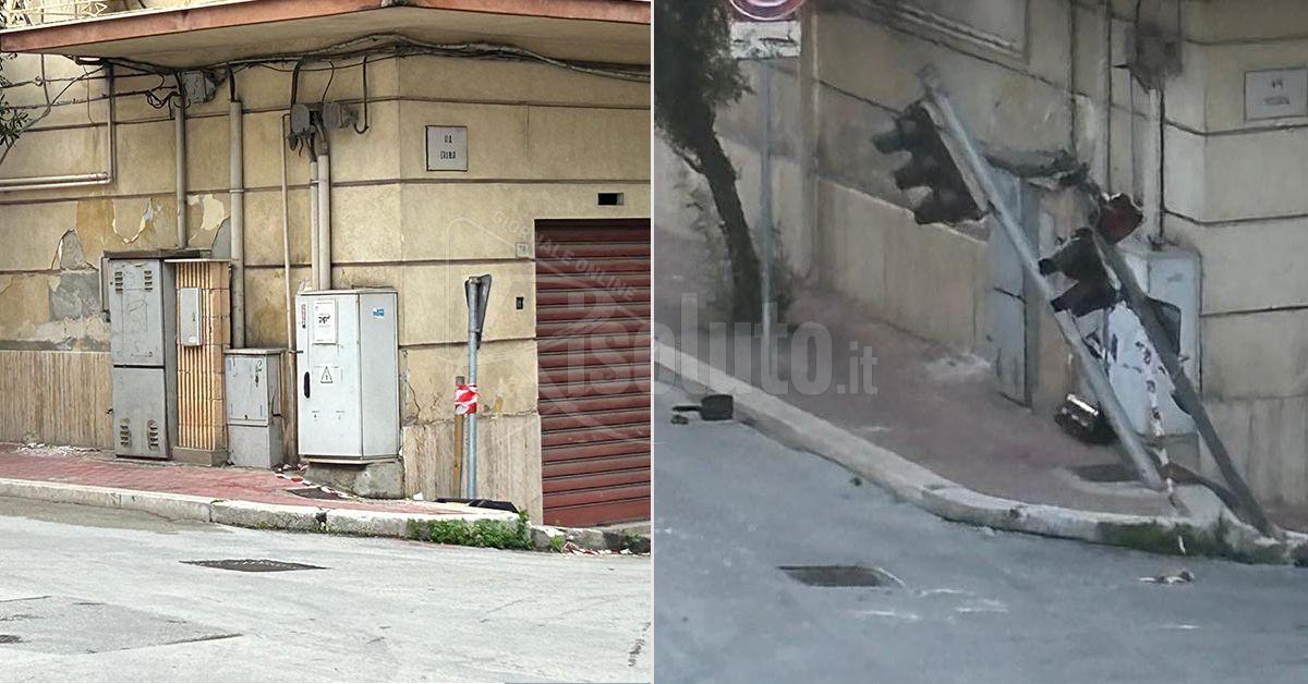 Diecimila euro di danni al semaforo abbattuto in via Cronio a Sciacca