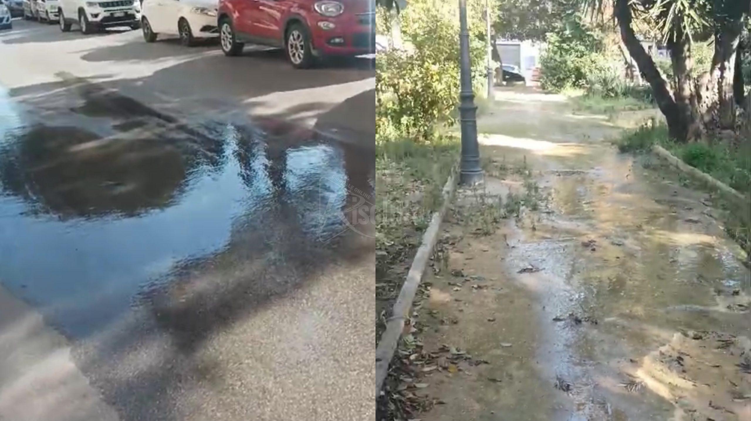 Perdita idrica in via Figuli a Sciacca: spreco d’acqua mentre la Sicilia soffre la sete (Video)