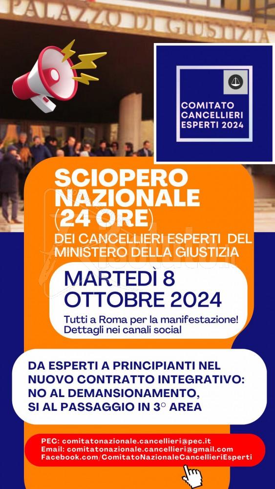 Sciopero nazionale, domani, del comitato "Cancellieri Esperti 2024": presenti anche i rappresentanti di Sciacca e Agrigento