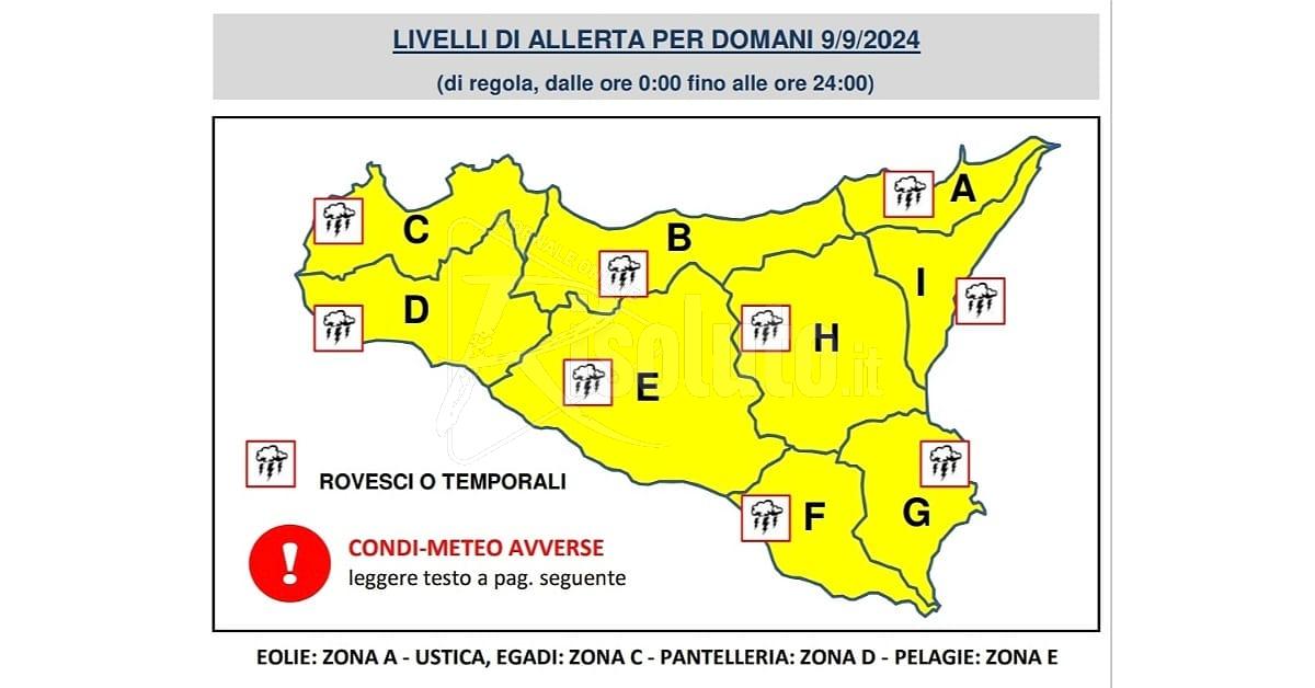 Prevista pioggia in Sicilia, scatta l'allerta gialla