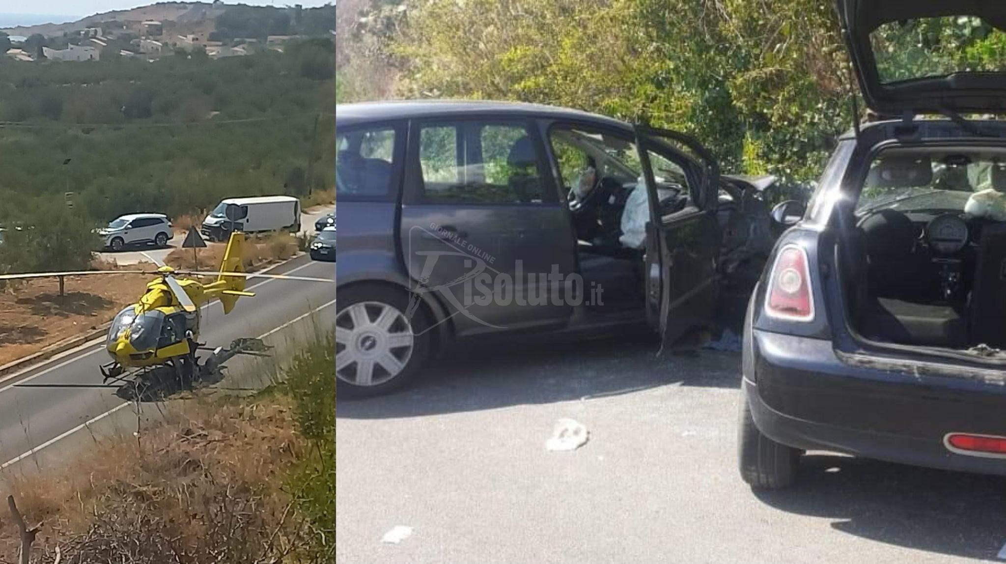 Incidente stradale con quattro feriti a Sciacca, uno trasferito in elisoccorso