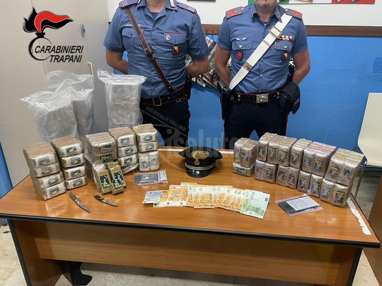 Trenta chili di hashish a Trapani, arrestate 2 persone per spaccio