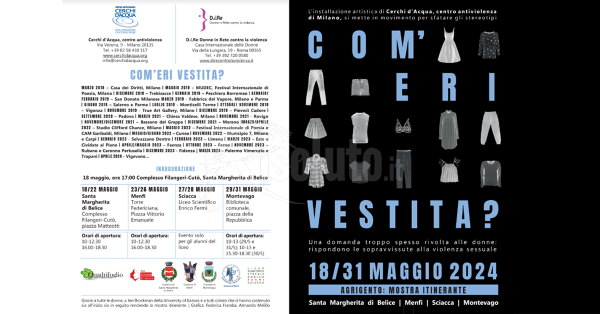 Mostra "Com'eri Vestita?", dal Belice sensibilizzazione sulla violenza di genere