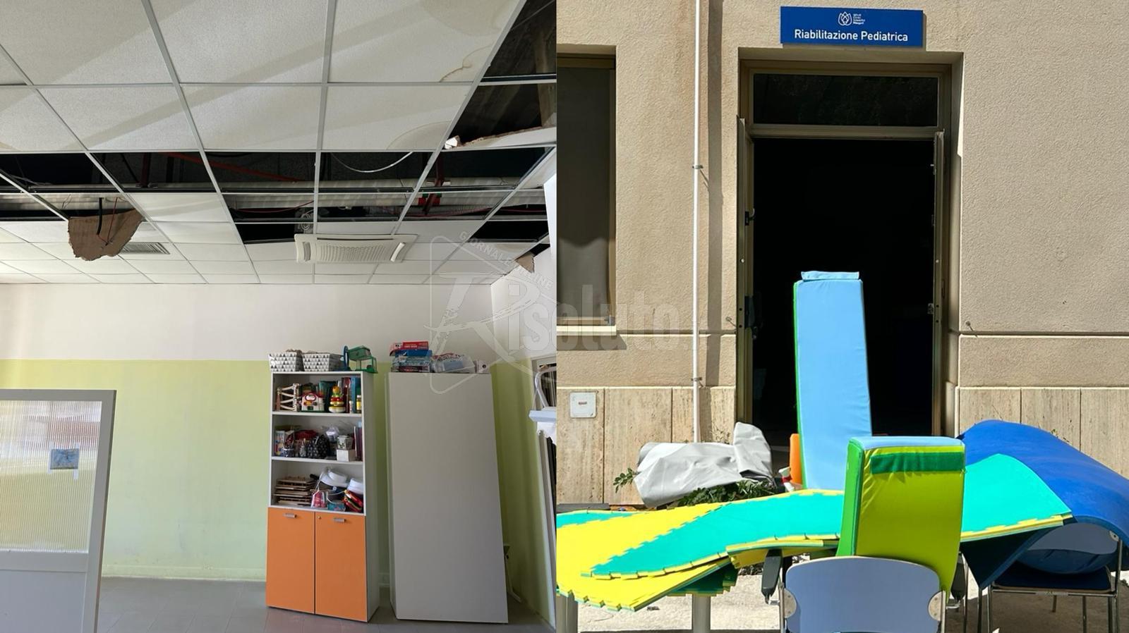 Si allagano i locali della Riabilitazione  pediatrica Maugeri all’ospedale di Sciacca