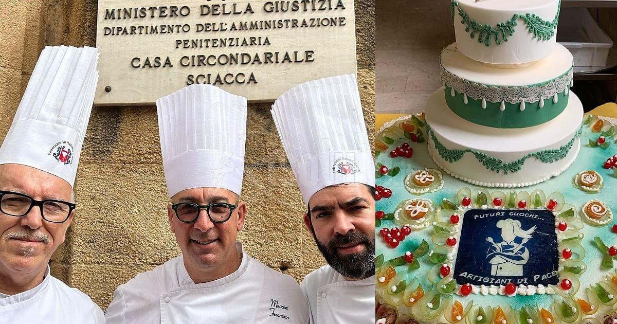 Cassata monumentale dei cuochi agrigentini per il carcere di Sciacca