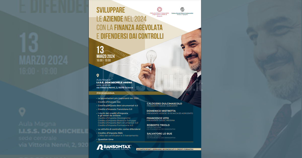 Agevolazioni 2024 per imprese, a Sciacca focus su Zes e opportunità fiscali nel Mezzogiorno