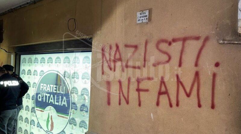 Scritte intimidatorie contro Fratelli d'Italia ad Agrigento