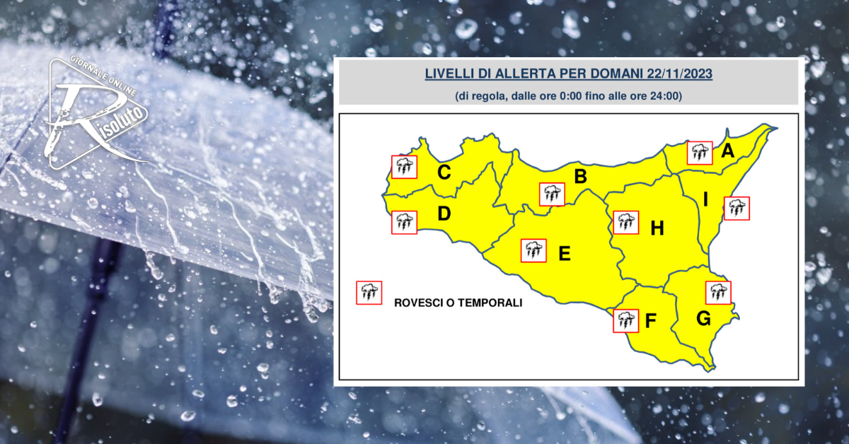 Maltempo in arrivo in Sicilia, mercoledì con allerta gialla 