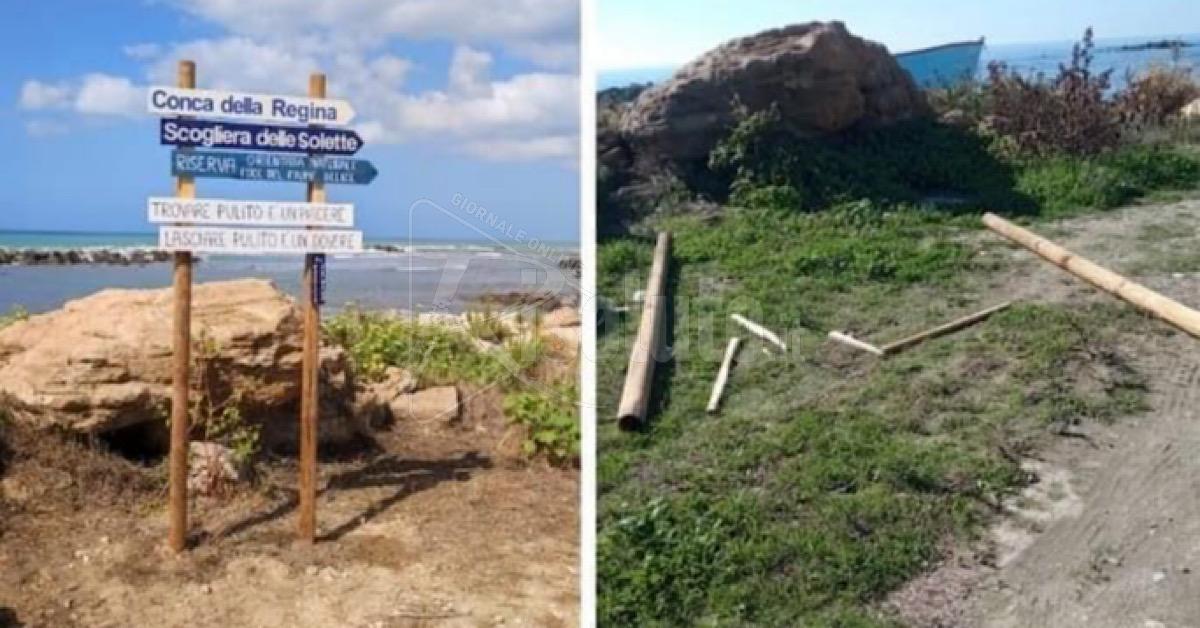 Installazione in legno distrutta a Menfi, il sindaco: “Vergogna”