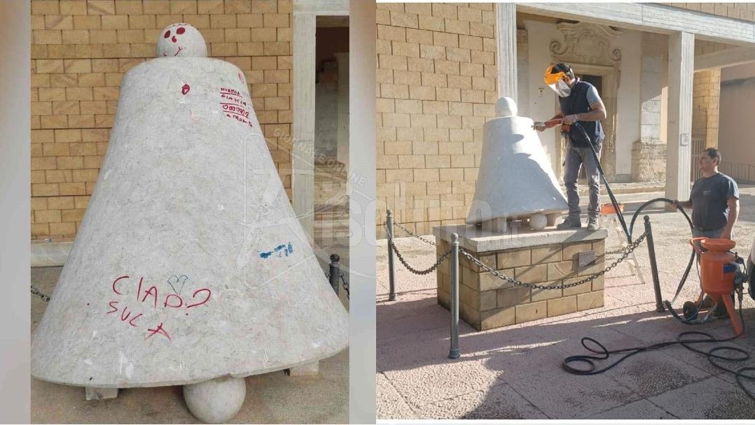 Menfi, ripulita la campana vandalizzata nella notte di Halloween