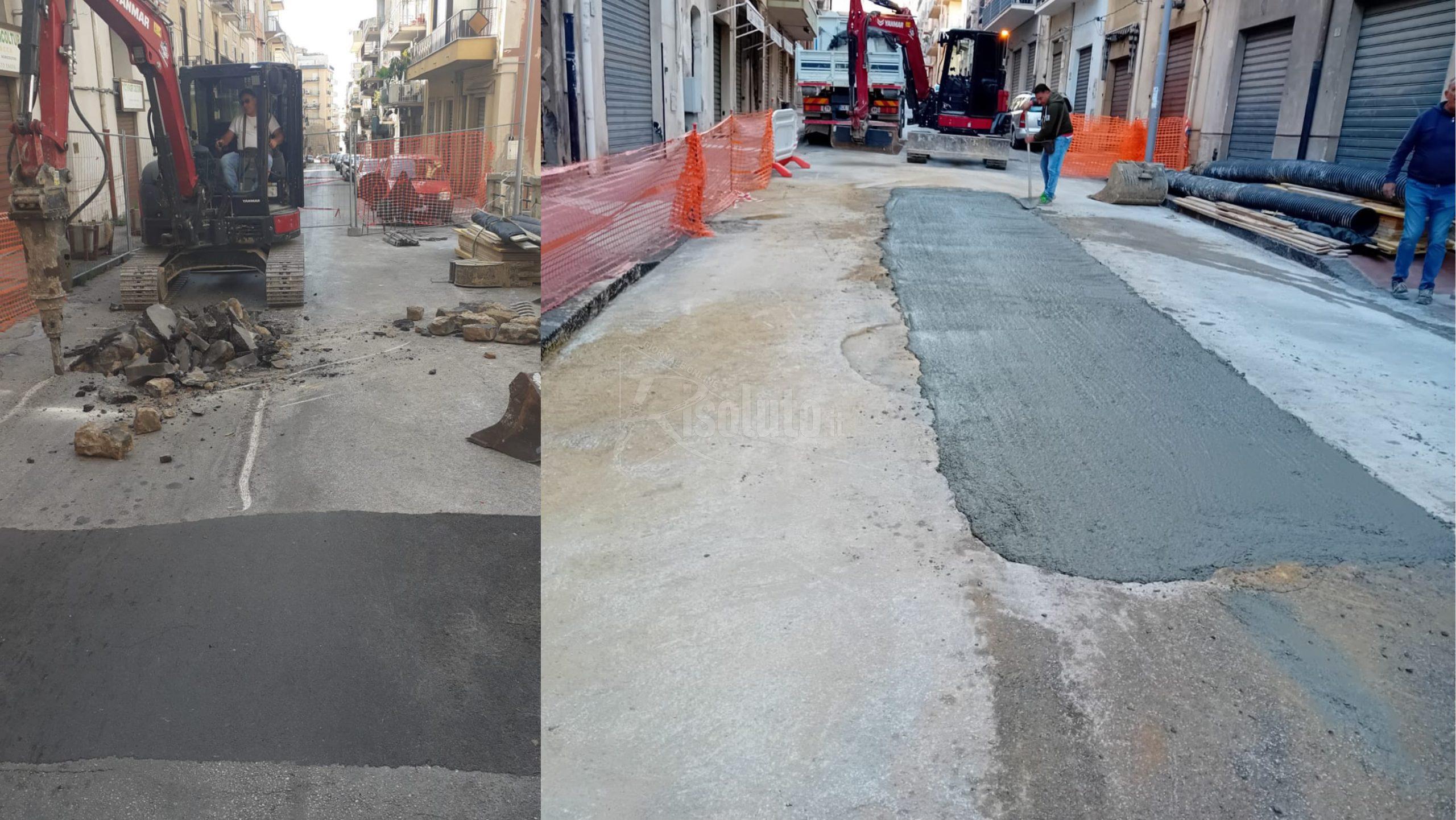 In via Friscia Maglienti a Sciacca completata la prima parte dei lavori