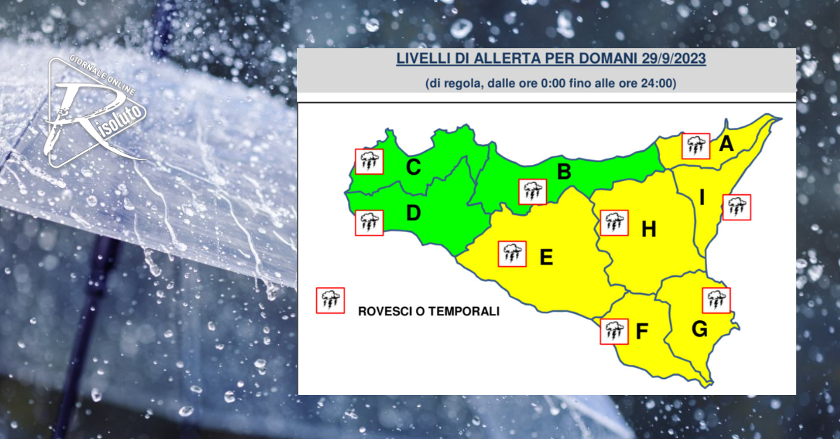 Allerta gialla oggi in Sicilia ma le temperature rimangono calde ed estive