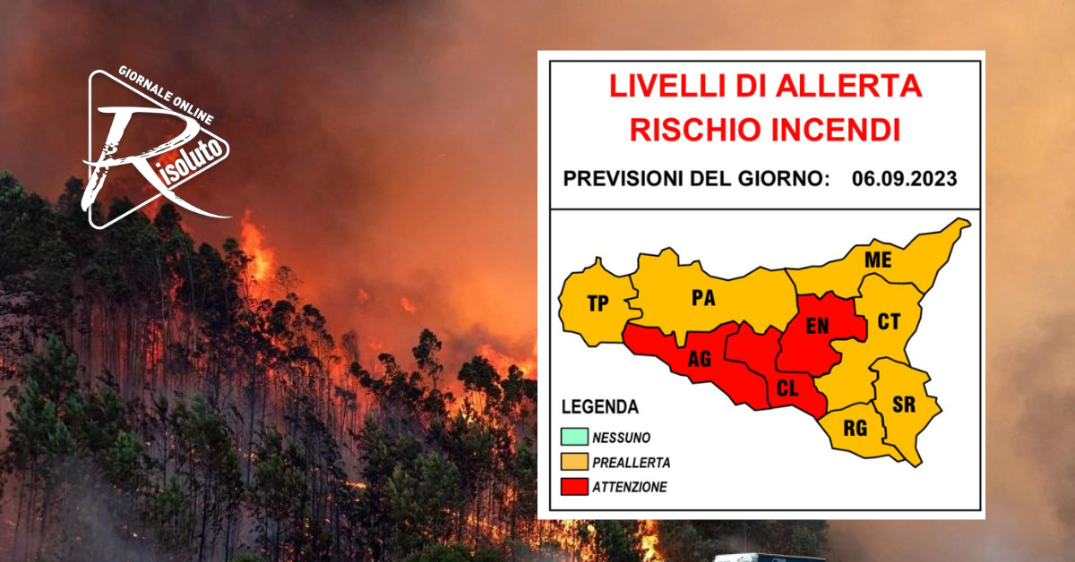 Domani rischio incendi alto nelle province di Agrigento, Enna e Caltanissetta