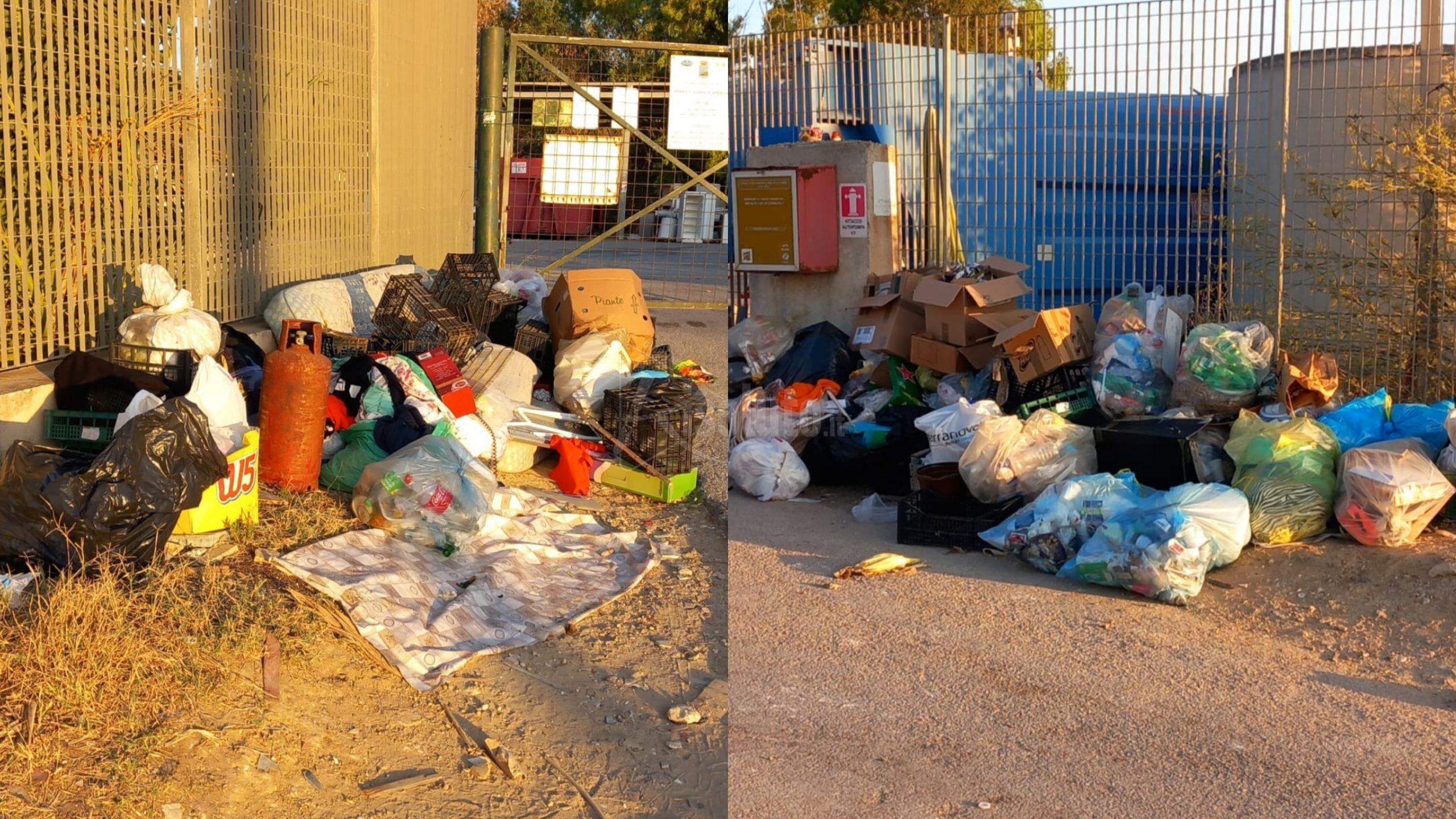 Centro comunale di raccolta a Sciacca, altro lunedì con rifiuti davanti al cancello