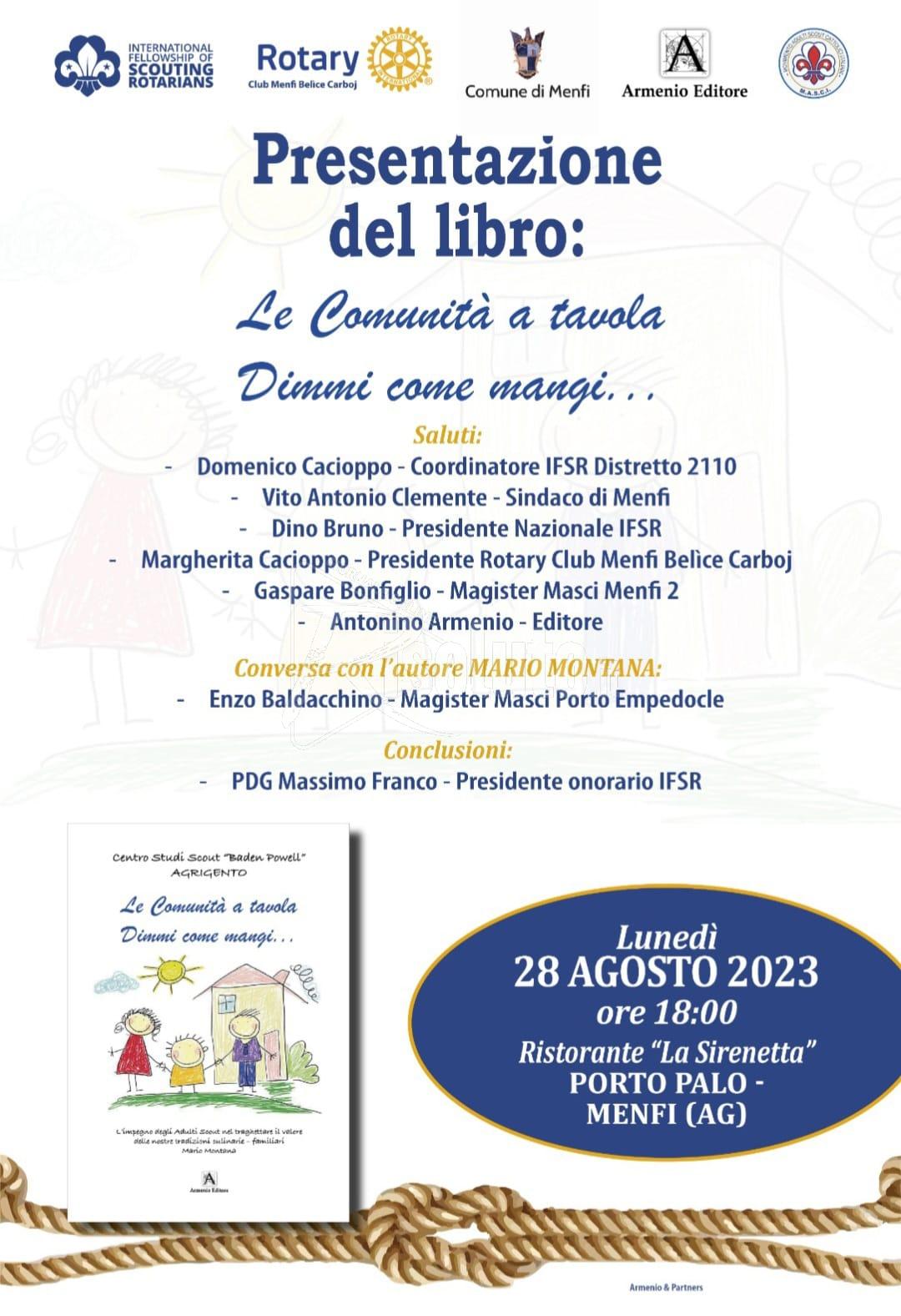"Le Comunità a tavola – Dimmi come mangi….”, il nuovo libro di Mario Montana sarà presentato a Menfi