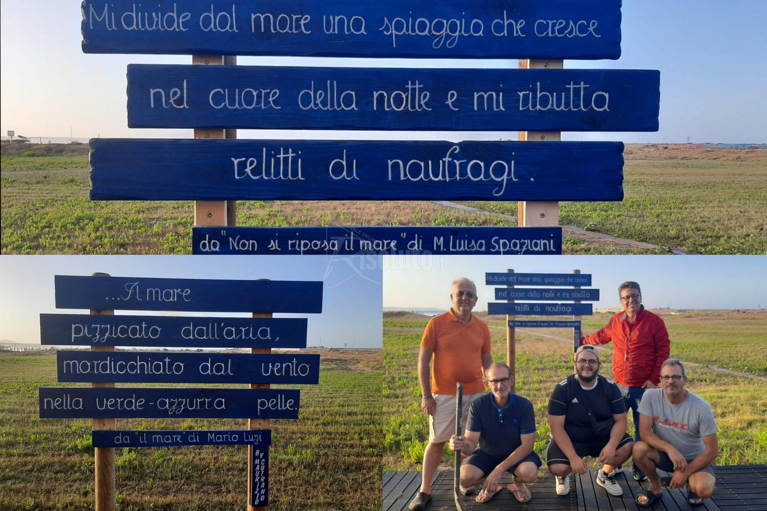 "Versi di mare fra i miei passi", installazioni poetiche alla Passeggiata a Porto Palo