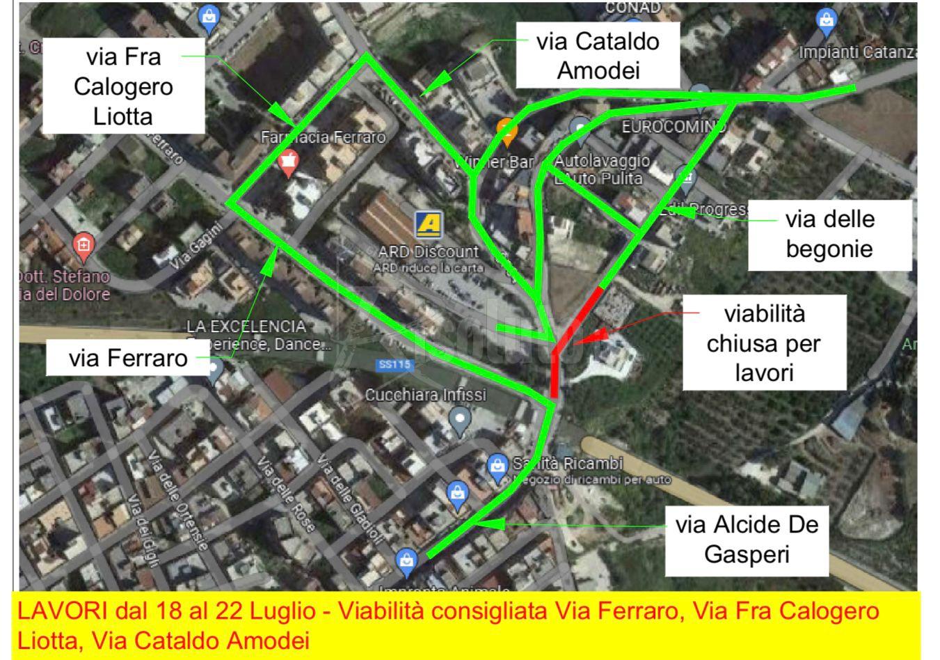 Lavori rete fognaria a Sciacca, riapre via Ferraro chiude un tratto via De Gasperi