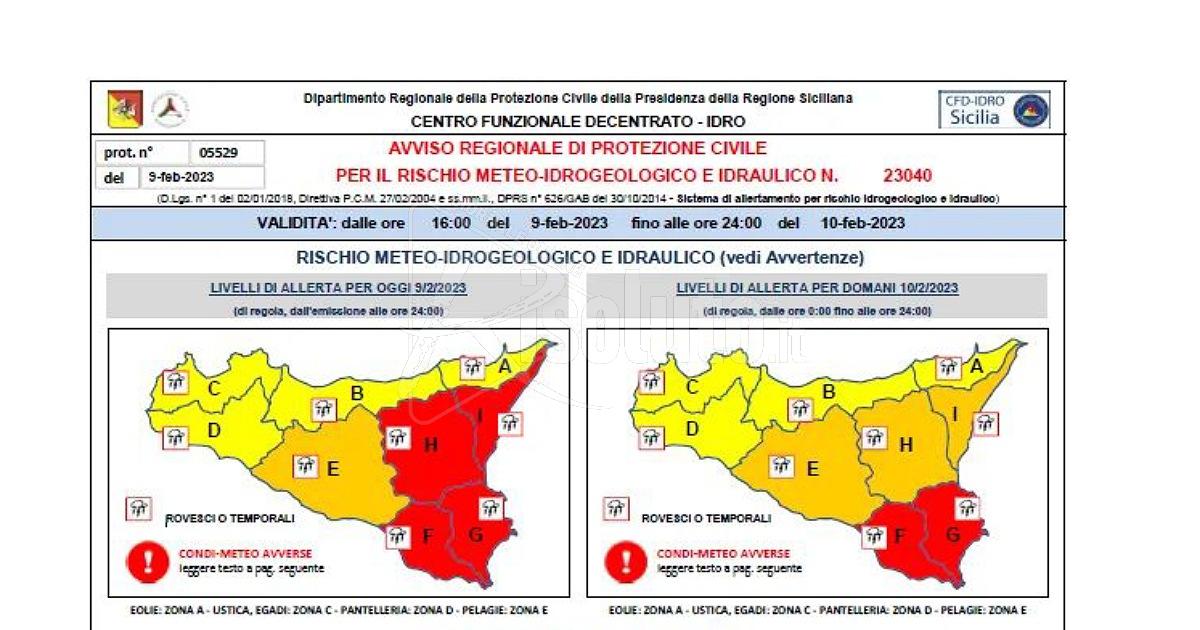 Nuove 24 ore di allerta per domani in Sicilia, scuole chiuse a Ribera e Agrigento