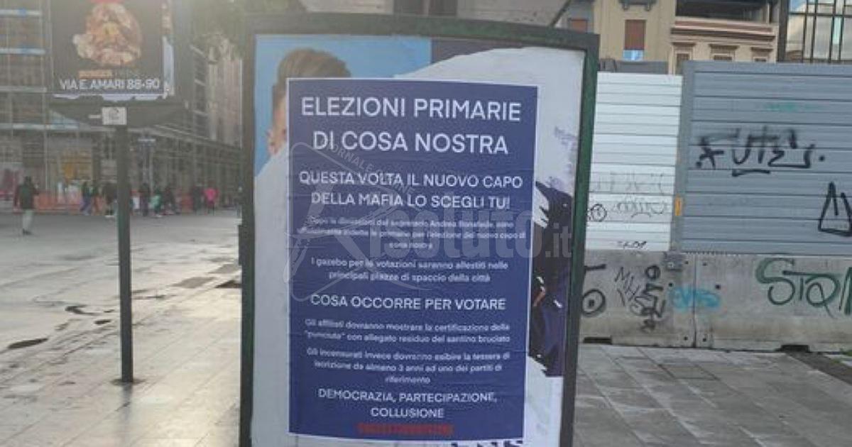 Manifesti satirici a Palermo che annunciano "le primarie di Cosa Nostra"