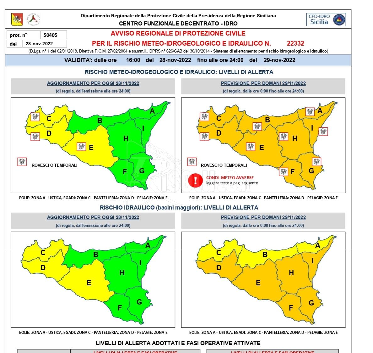 Torna il maltempo, domani nuova allerta arancione in tutta la Sicilia