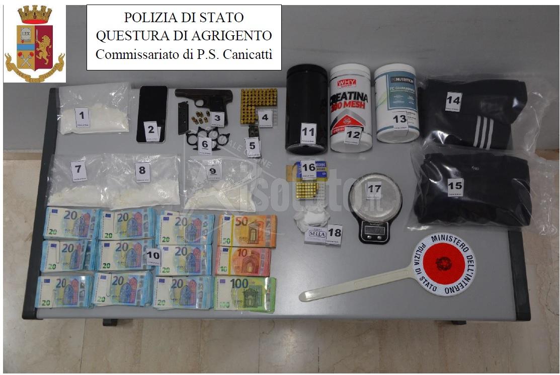 Aveva armi e cocaina in macchina, a casa e nel suo locale, arrestato un 24enne di Canicattì