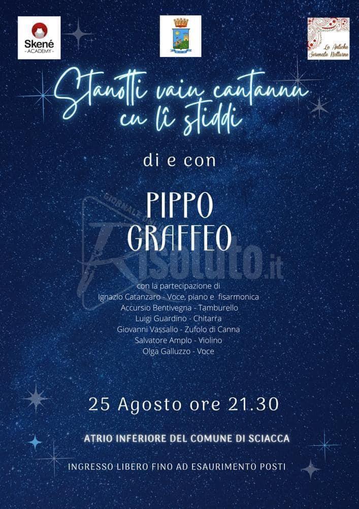 “Stanotti vaiu cantannu cu li stiddi”, in scena stasera lo spettacolo di Pippo Graffeo
