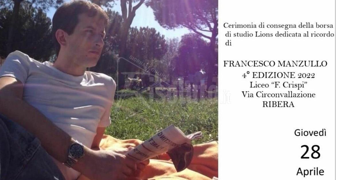 Borsa di studio in memoria di Francesco Manzullo per il miglior diplomato del Liceo Classico di Ribera
