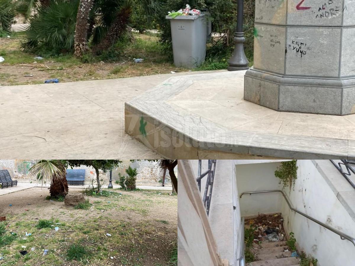 Degrado e abbandono perfino in piazza Angelo Scandaliato