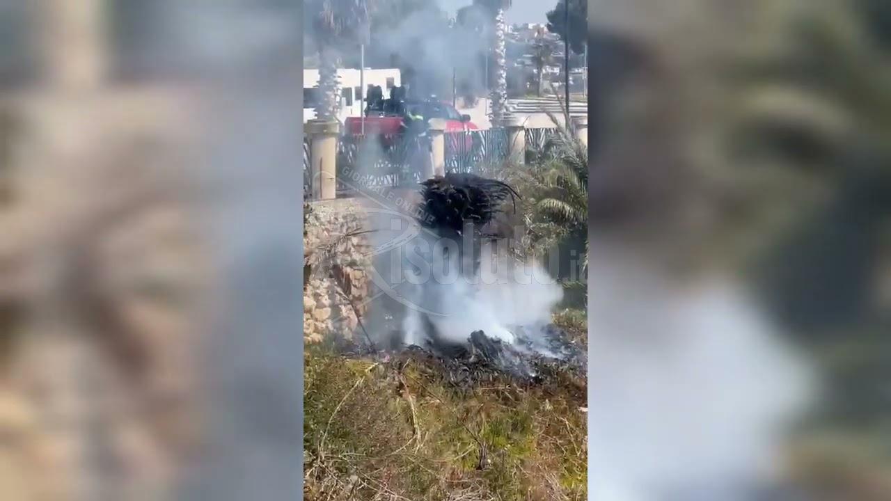 Incendio nella zona sottostante le Terme, vigili in azione (Video)