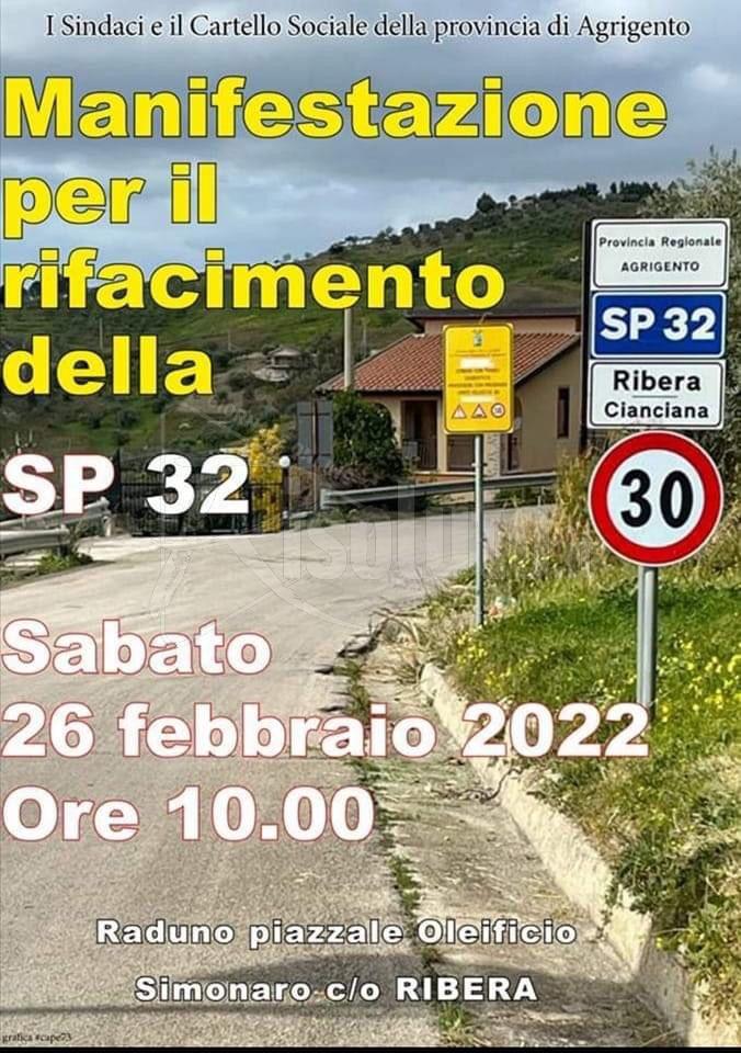 Sindaci guidano la protesta per il rifacimento della strada che collega Cianciana a Ribera