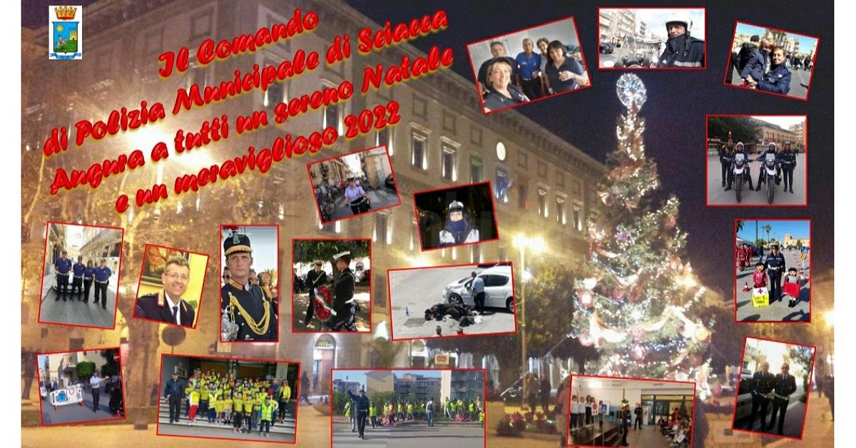 Auguri di buon Natale con un collage di foto dalla Polizia Municipale di Sciacca