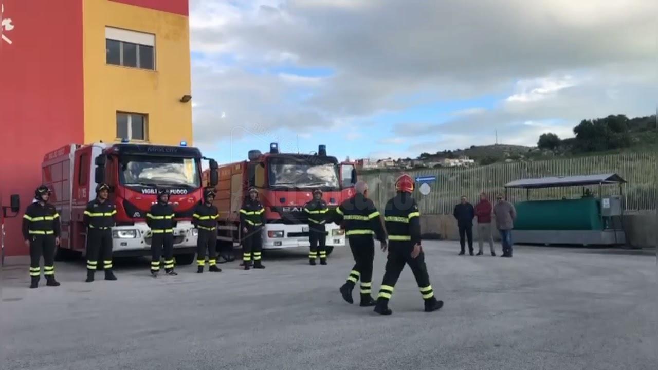 Va in pensione il capo reparto dei vigili del fuoco di Sciacca Vincenzo Bongiovi', il saluto dei colleghi (Video)