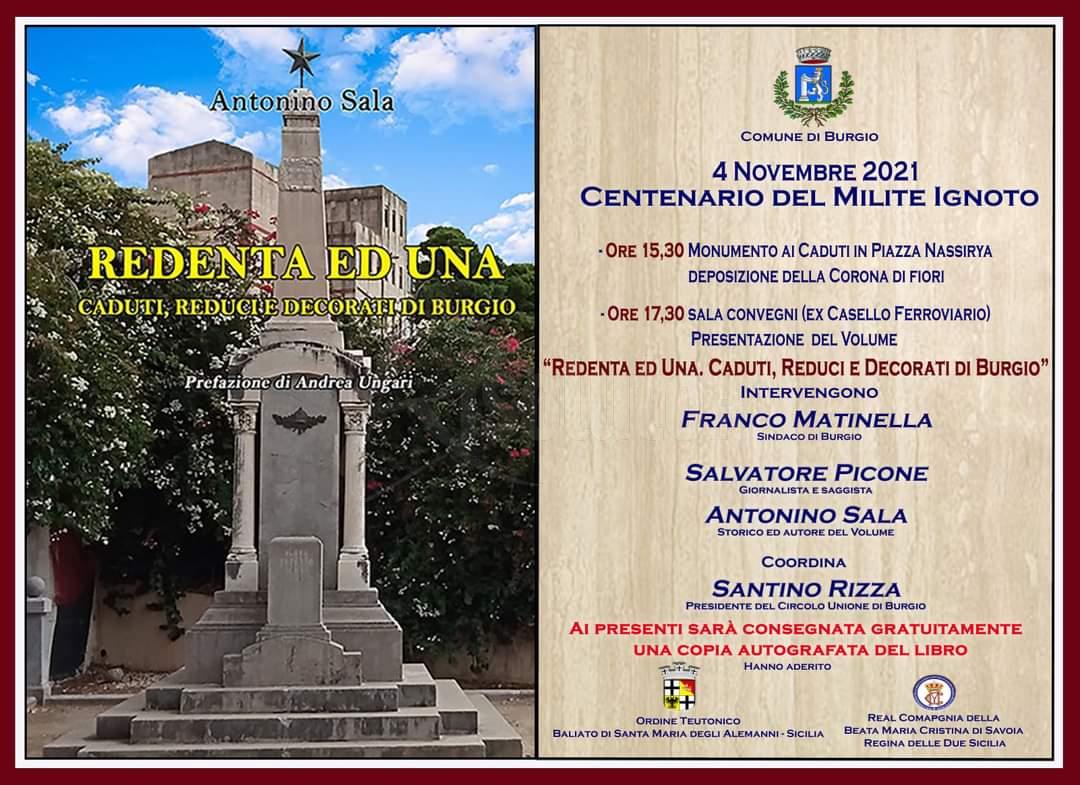"Redenta ed Una. Caduti reduci e decorati di Burgio" giovedì la presentazione del libro di Antonino Sala