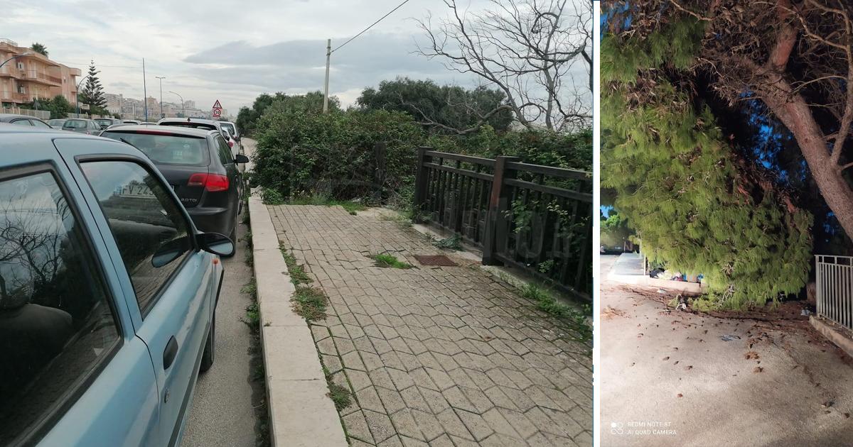 Piazza Macello sempre più a rischio a Sciacca e alla Perriera l'erba invade i marciapiedi