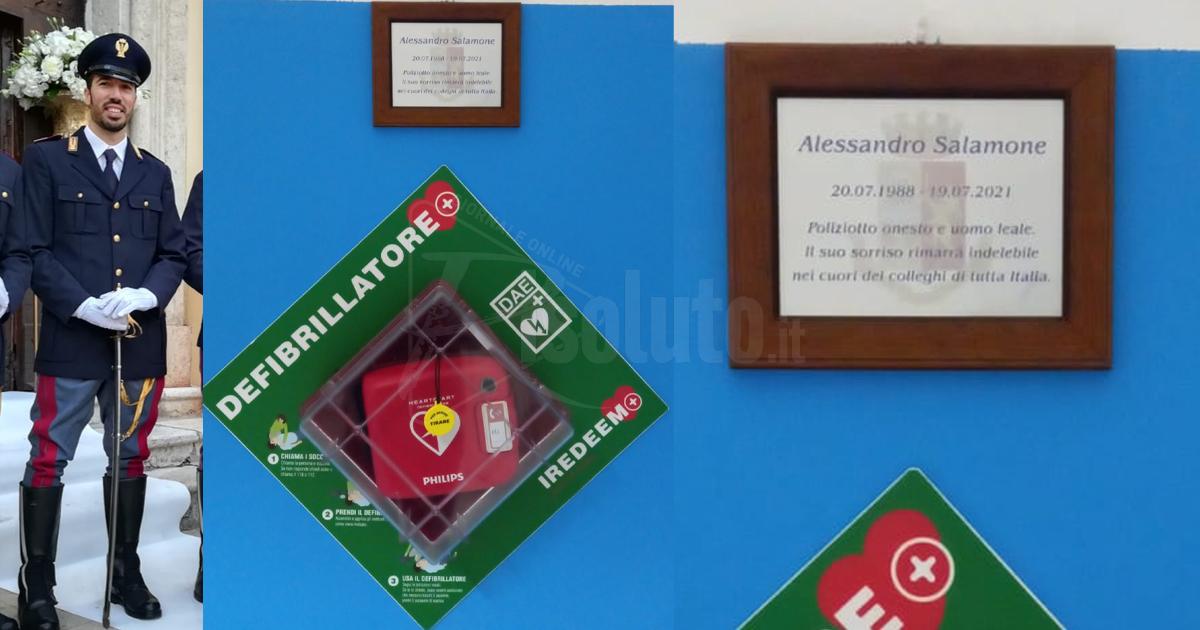 Consegnato oggi il defibrillatore al Commissariato P.S. Centro di Palermo in memoria di Alessandro Salamone