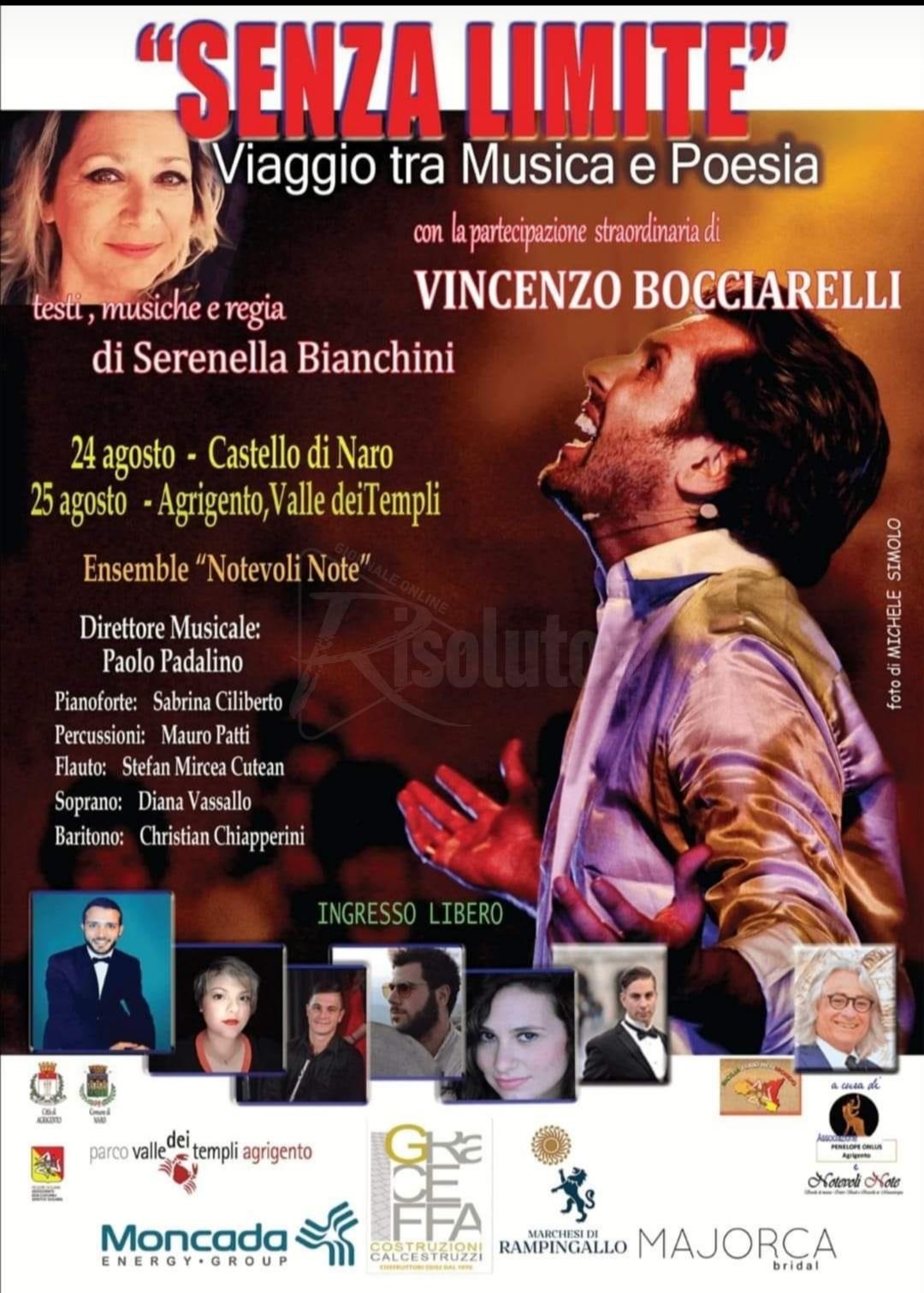 Spettacolo, alla Valle dei Templi di Agrigento e a Naro la prima di Vincenzo Bocciarelli "Senza Limite"