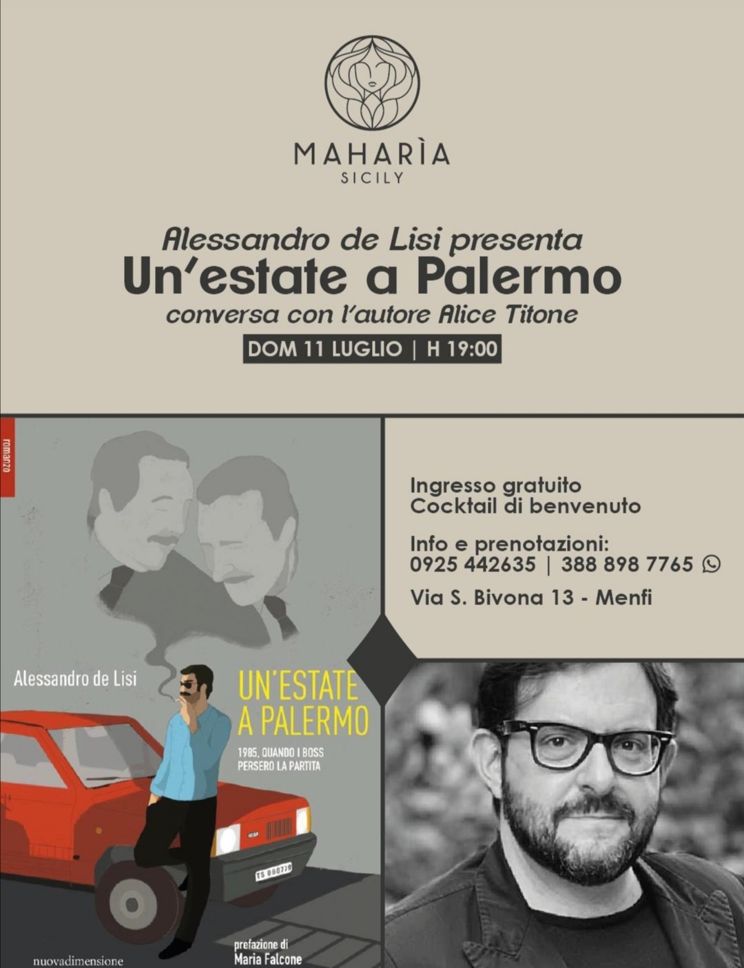Menfi, in programma domani la presentazione del libro “Un’estate a Palermo. 1985: quando i boss persero la partita” di Alessandro De Lisi