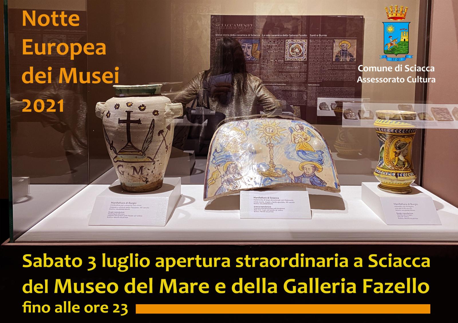 Sciacca, il Museo del Mare e la Galleria Fazello aperti in occasione della Notte Europea dei Musei