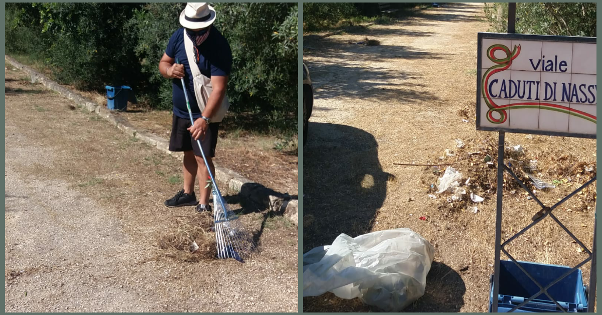 Cittadini si trasformano in "volontari ecologici" per un giorno e ripuliscono viale Caduta di Nassyria