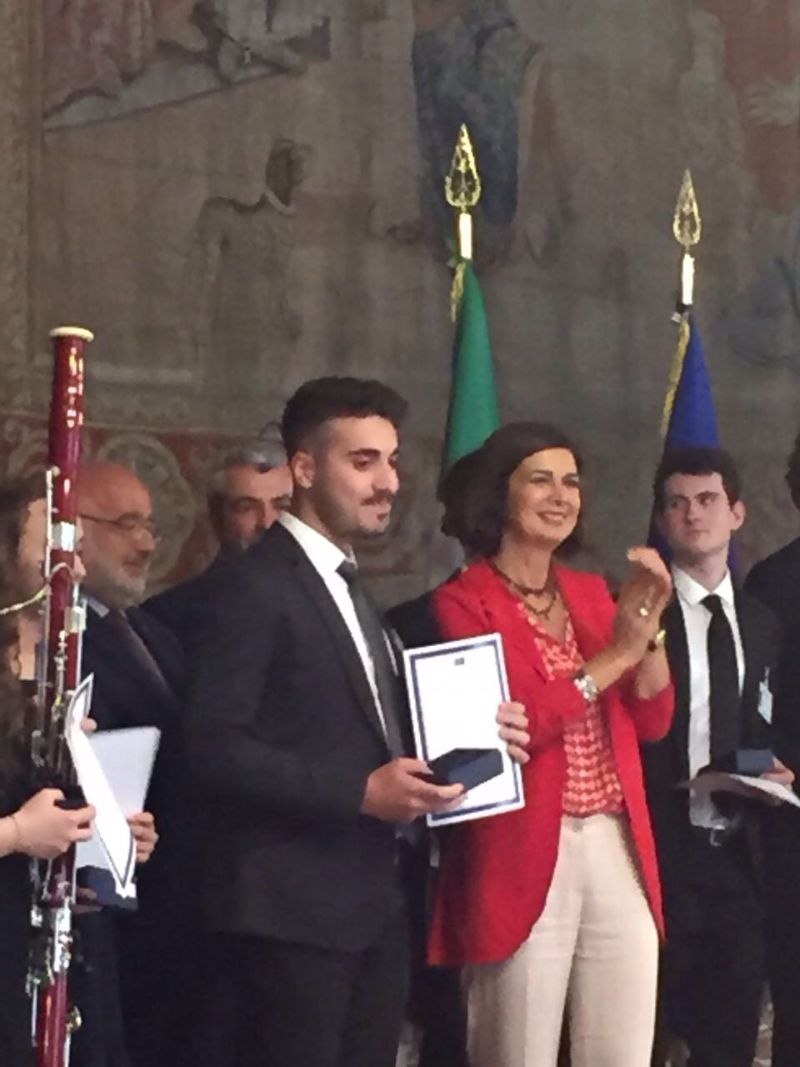Studente del Toscanini di Ribera premiato a Montecitorio dalla Presidente Boldrini