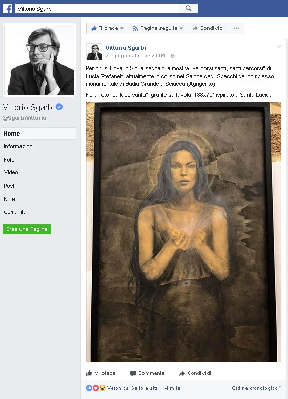 La mostra di Lucia Stefanetti "Percorsi santi" raccomandata anche da Vittorio Sgarbi