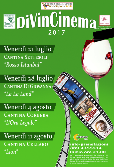 Ottava edizione di DiVinCinema, cinema e buon vino nelle cantine delle terre sicane