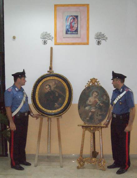 Due preziosi dipinti rubati dalla chiesa madre di Aragona ritrovati in un appartamento privato